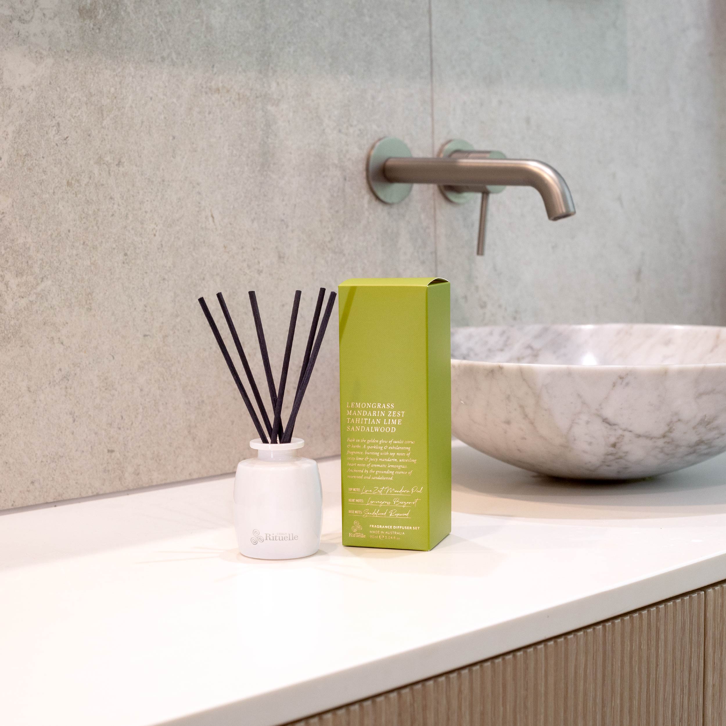 Lemongrass, Mandarin Zest, Tahitian Lime, Sandalwood<br> Mini Fragrance Diffuser Set | 90ml