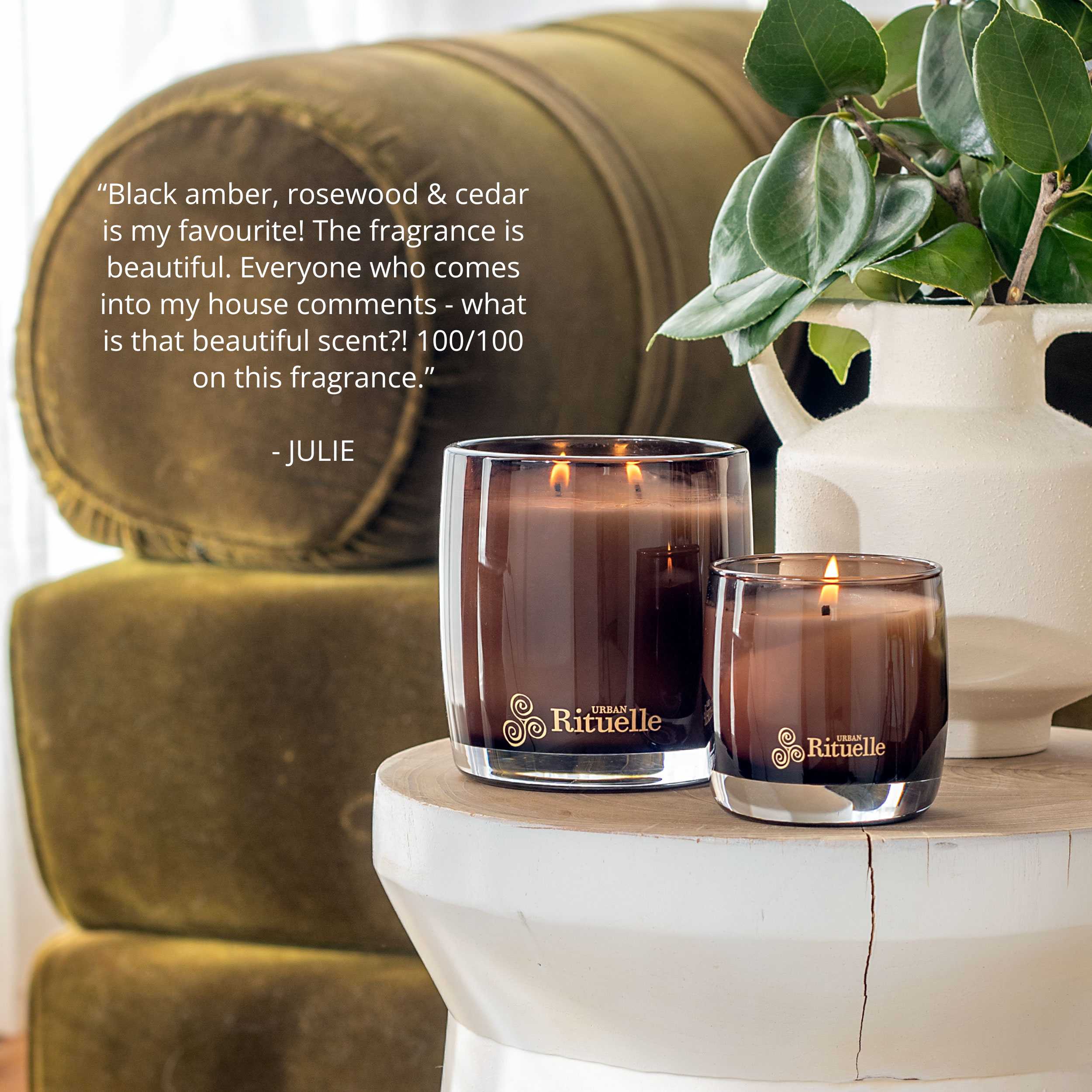 Black Amber, Rosewood & Cedar<br> Scented Soy Candle | 140gm