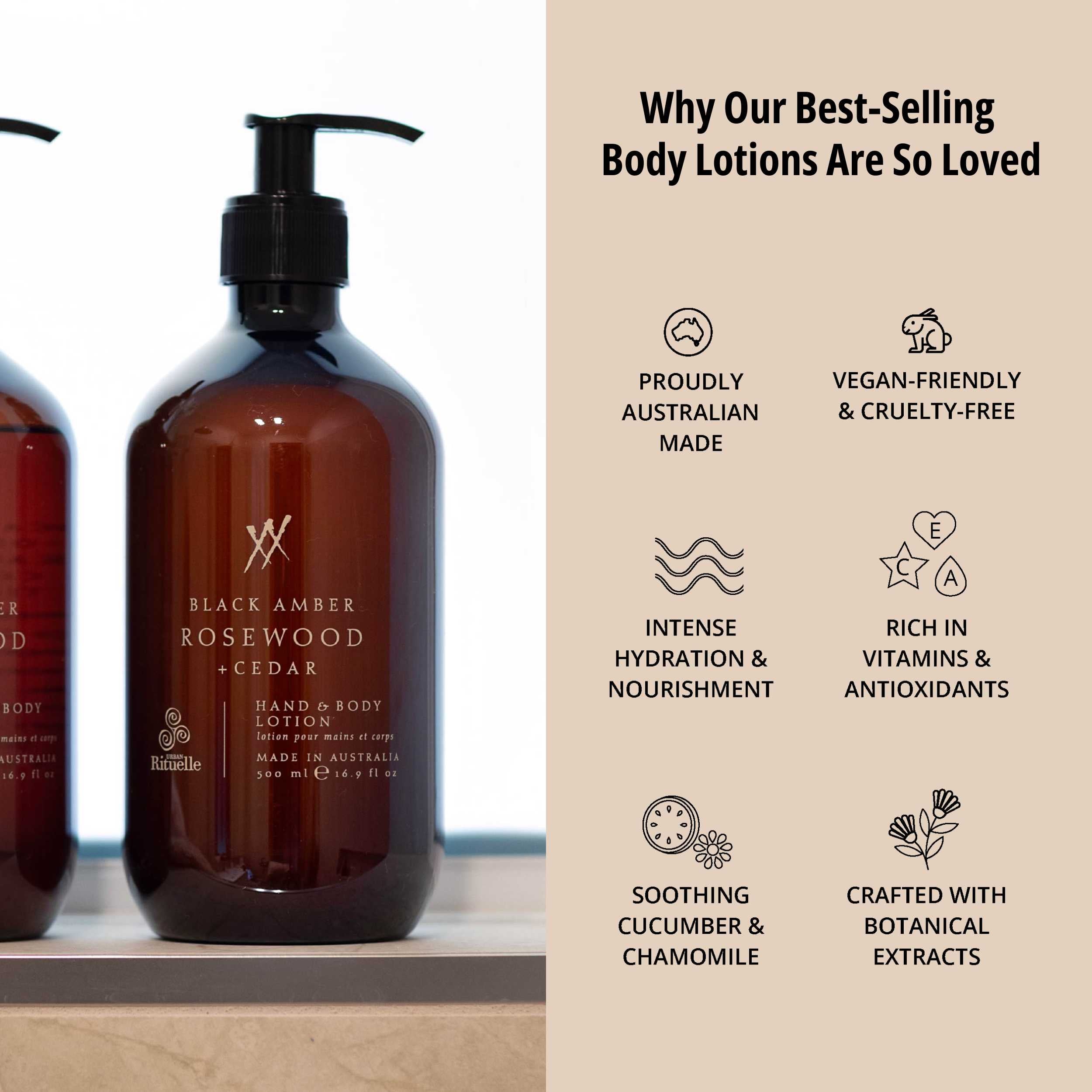 Black Amber, Rosewood & Cedar<br> Hand & Body Lotion | 500ml
